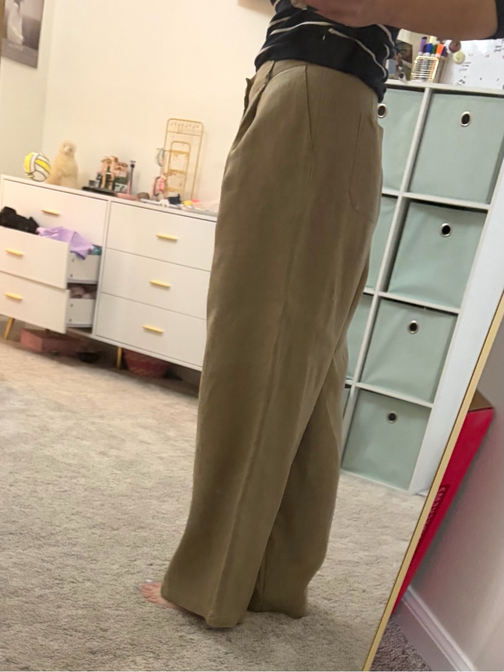 Zara Wide Leg Khaki Trousers